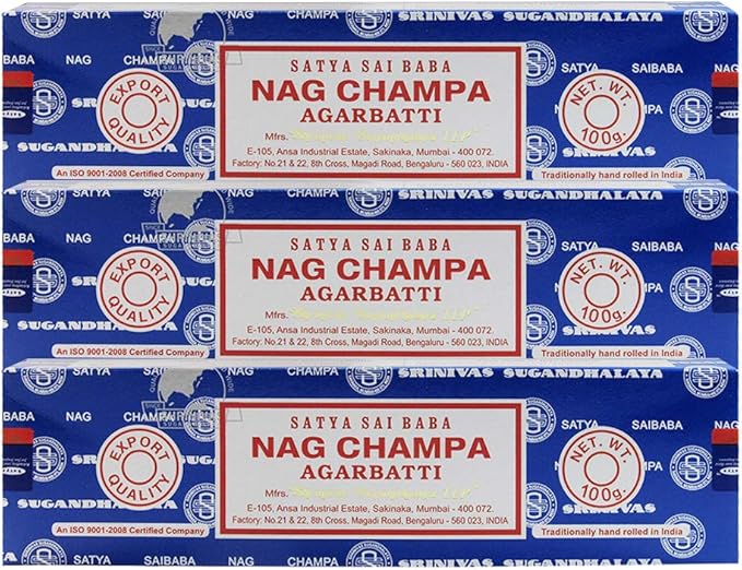 TRUMIRI Incense Stick Holder Bundle with Satya Sai Baba Nagchampa 100g Incense Sticks - Pack of 3 (Approx 300 Sticks) - Bloomnest