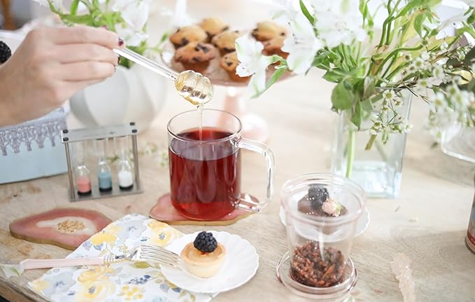 Teabloom Loose Tea Microdot Glass Mug with Lid – 12oz Single-Serve Borosilicate Glass Cup with Infuser for Hot and Cold Beverages - Bloomnest