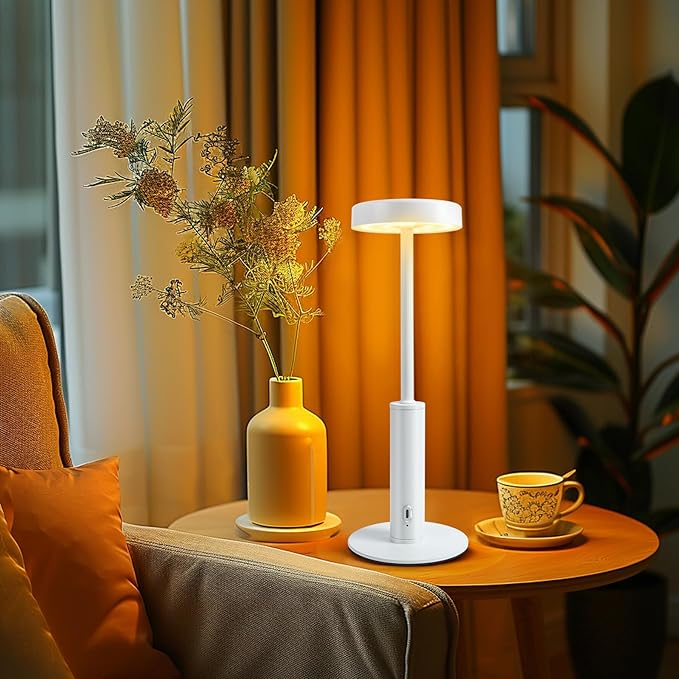 2 Pack Cordless Table Lamps Rechargeable,5000mAh Battery Operated Portable Desk Lamp,3 Colors & RGB Stepless Dimmable Wireless Touch Lamps for Restaurant Home Dinner Dining Patio(White) - Bloomnest