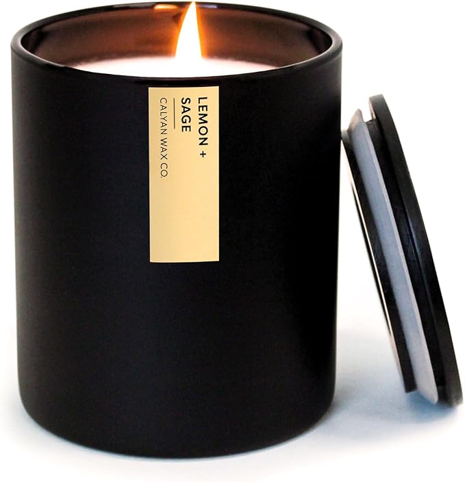 Calyan Wax Co. Passionfruit & Ginger Scented Candle - 75 Hour Burn - Luxury Non Toxic Soy Wax Candles - Long Lasting Black Tumbler Jar Candle for Home - 10.2oz - Bloomnest