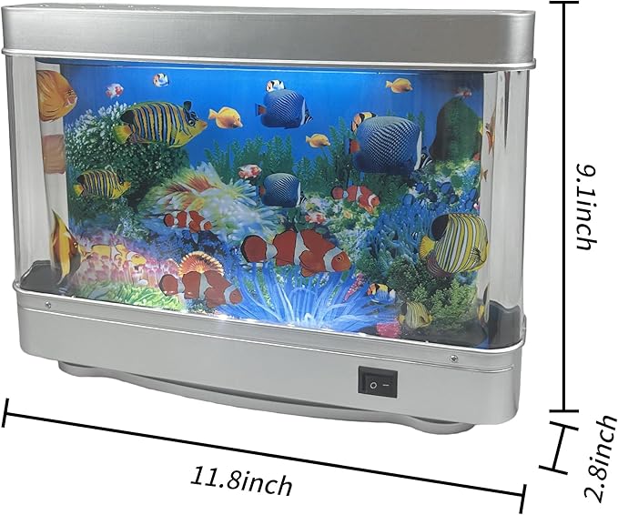 Fake Motion Fish Tank Mini Aquarium, Artificial Tropical Decorative Lamp Night Light with Moving Fish, Gift for Kids(US Plug) - Bloomnest