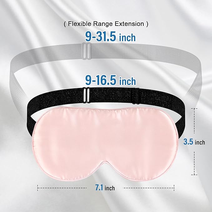 Silk Sleep Eye Mask for Kids, 100% Real Natural Pure Silk Sleeping Masks, Blindfold Sleep Eye Cover with Adjustable Strap, Soft & Lightweight Night Eyeshade for Boys Girls Teens (2 Pack) - Bloomnest