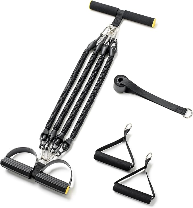 Adjustable Pedal Resistance Bands Set - Home Gym Equipment for Full-Body Workout, Elastic Exercise Bands with Handles for Waist Training, Arm & Leg Strength Building, Sit-Ups, and Pull Training - Bloomnest