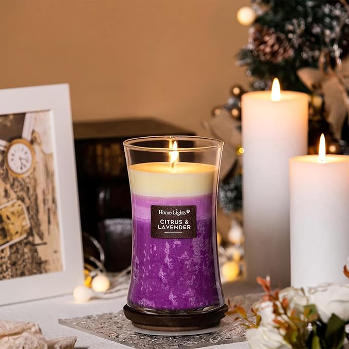 HomeLights 3-Layer Candles for Home Scented, 21.52 OZ Natural Soy Wax Scented Candles Burns Up to 100 Hours, Large Jar, Citrus & Lavender - Bloomnest