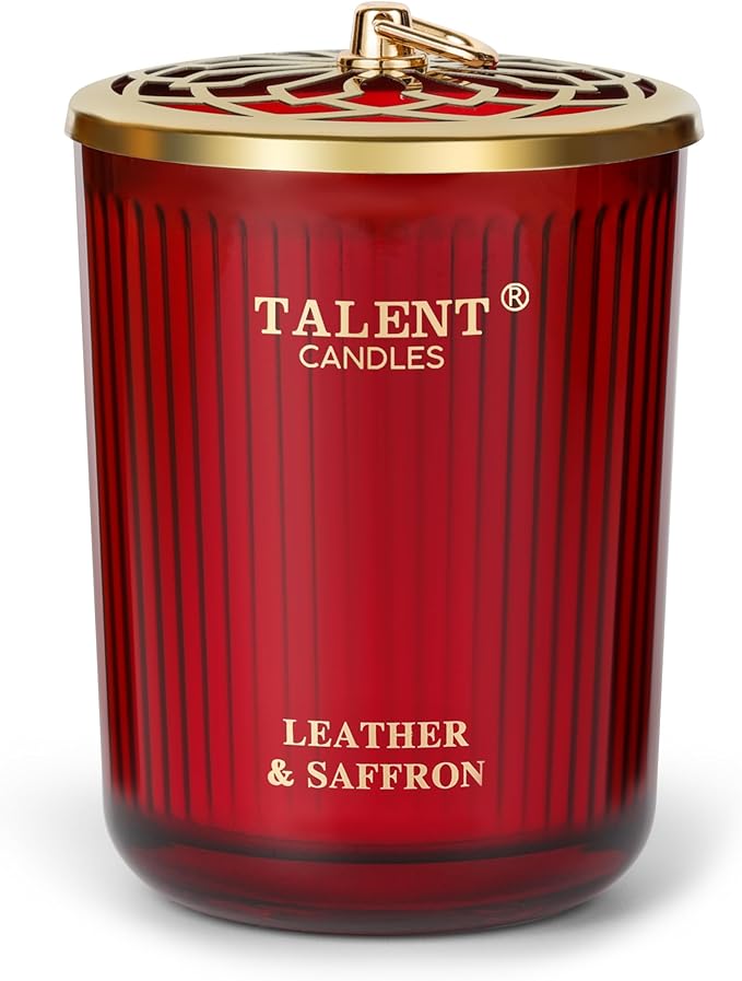Jar Candles for Home Scented - Aromatherapy Candles Gifts for Women & Men - Natural Soy Candle - 8.4oz Traditional Style - Leather & Saffron - Bloomnest