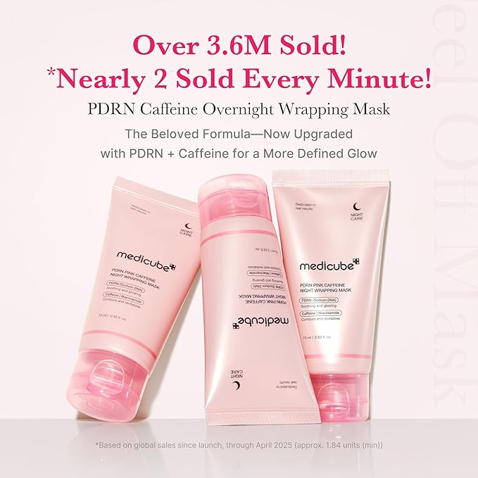 medicube Wrapping Mask PDRN Caffeine Overnight Peel Off Facial Mask | Firming, Depuffing & Hydration | Caffeine, Collagen For Refined, Glass Skin & Face Contour Support | Korean Skin Care, 2.53 fl.oz - Bloomnest