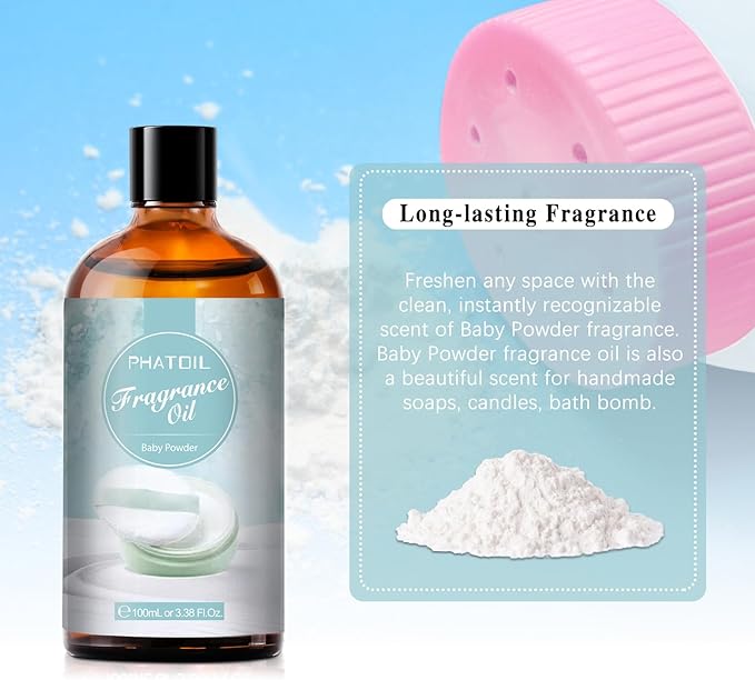 PHATOIL 3.38FL.OZ Baby Powder Fragrance Oils for Aromatherapy, Essential Oils for Diffusers for Home, Perfect for Diffuser, DIY Candle and Soap Making, DIY Scented Products - 100ml - Bloomnest