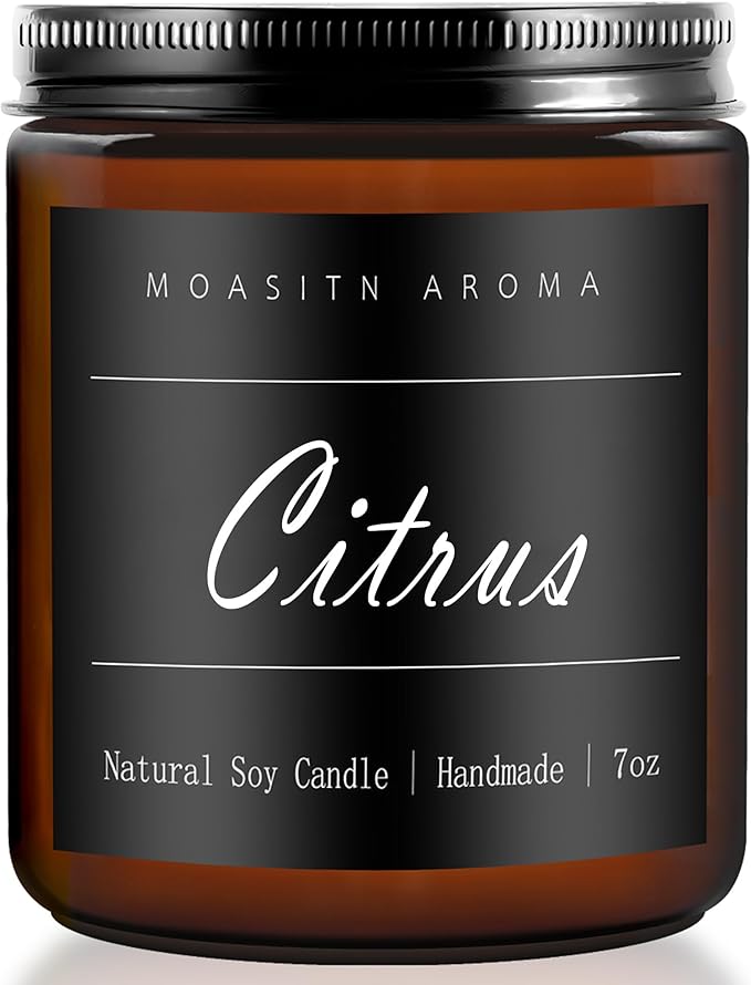 MOASITN Citrus Highly Scented Candles for Home| Natural Soy Aromatherapy Candle| Handmade Long Lasting Jar Candle| Candel Gift for Women,Men| as Birthday,Housewarming,Thank You,Relaxing Gifts| 7oz - Bloomnest