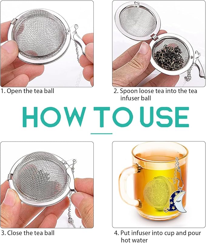 2pcs Loose Leaf Tea Steeper with Freddy's Sun and Moon Couple Costume Pendant - NSTaygate Tea Infuser Tea Strainer 304 Stainless Steel Tea Ball - Bloomnest