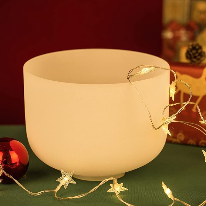 SOLSHINE Crystal Singing Bowl 8 Inches 432Hz C Note Root Chakra Frosted Quartz, With Free Crystal Forward And O-ring Sound Repairer - Bloomnest