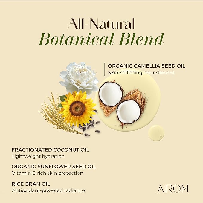 AiROM Lemongrass & Eucalyptus Massage Oil for Massage Therapy – Thai Spa Ritual - Scented Body Oil for Women – Hypoallergenic, Relaxing Aromatherapy, Non-Greasy, Nut-Free - 6.4 fl oz - Bloomnest