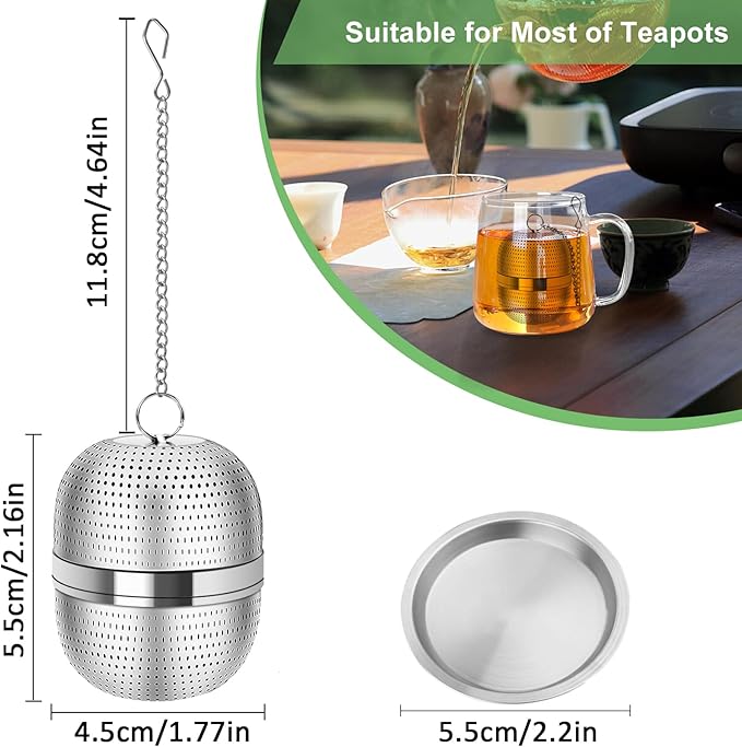Numola Tea Ball Infuser for Loose Tea, Extra Fine Mesh Tea Strainer with Drip Tray, 304 Stainless Steel Tea Steeper for Black Tea, Rooibos, etc - Bloomnest