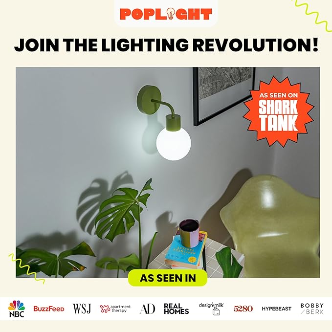Wireless Wall Sconce (Shark Tank) Rechargeable & Dimmable LED Light w/App Control & Damage-Free Install, Moveable Modern Ambient Lighting for Elegant Home & Bedroom Decor | Popwhite - Bloomnest