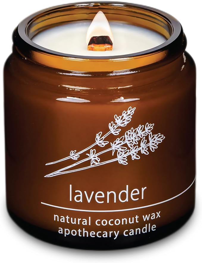 Hemlock Park Crackling Wood Wick Candle Handcrafted with Natural Coconut Wax (Small 4 oz, Lavender) - Bloomnest