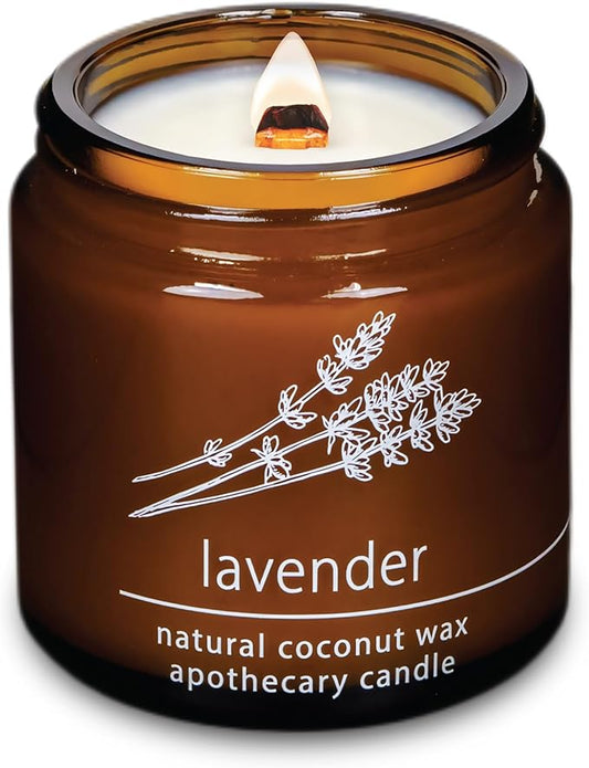 Hemlock Park Crackling Wood Wick Candle Handcrafted with Natural Coconut Wax (Small 4 oz, Lavender) - Bloomnest