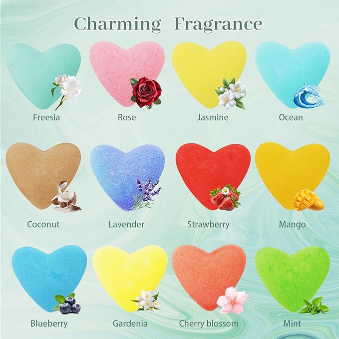 12 Pcs XXL 3.9 OZ Bath Bombs for Women Gift Set, Valentine's Day Bubble Bathbombs for Girlfriend, Her, Girls, Wife, Shea & Coco Butter Dry Skin Moisturize, SPA Relaxing Aromatherapy, Mothers Day Gift - Bloomnest