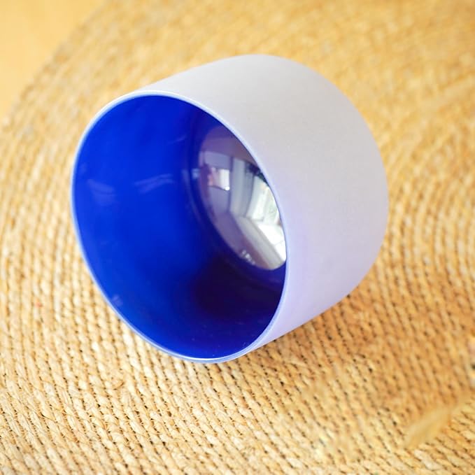 KVKA 8 Inch Indigo Colored 432 Hz A Note Third-Eye Chakra Frosted Quartz Crystal Singing Bowl with Carrying Case - Bloomnest