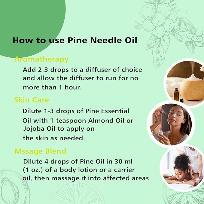 Pine Needle Essential Oil 3.38 Oz - 100% Pure & Natural Pine Oil for Diffuser, Skin, Massage & Aromatherapy - Fresh Pinus Essential Oils Fragrance - Bloomnest