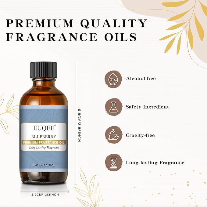EUQEE Blueberry Fragrance Oil, Premium Fragrance Essential Oil with Glass Dropper for Diffusers, Candle & Soap Making (2.02 Fl oz/60 ml) - Bloomnest