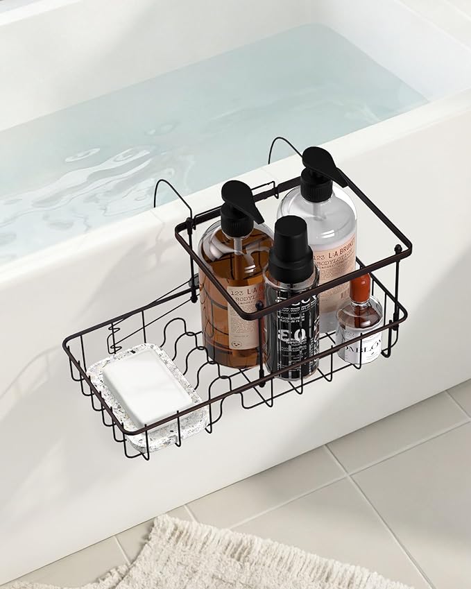 Rustproof Hanging Shower Caddy for Bathtub, Stainless Steel Shower Caddy for Tub Side, Hanging Shower Organizer Basket for Shampoo, Conditioner, Soap & Bath Accessories,Easy Install, Oil Rubbed Bronze - Bloomnest