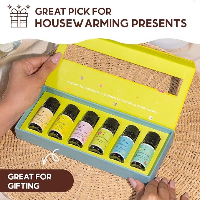 Folkulture Essential Oils for Home | Set of 6 (0.34 fl oz x 6) Essential Oils for Relaxation | Coconut, Strawberry, Rosemary Essential Oil for Meditation | Lemon Essential Oil for Women - Bloomnest