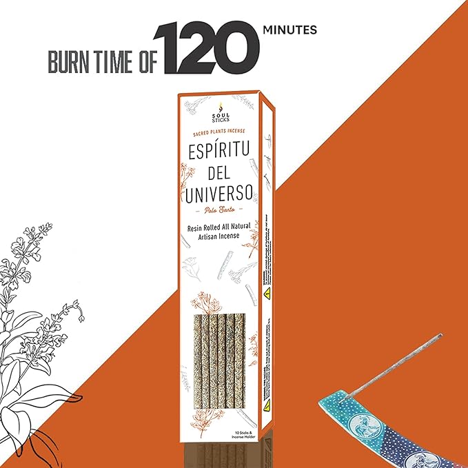 SOUL STICKS Handcrafted 10pcs Artisan Incense Sticks Non-Toxic & Long Lasting Aromatic Sticks for Yoga Meditation Relaxation Aromatherapy Cleansing & Purification (Palo Santo) SoulSticks