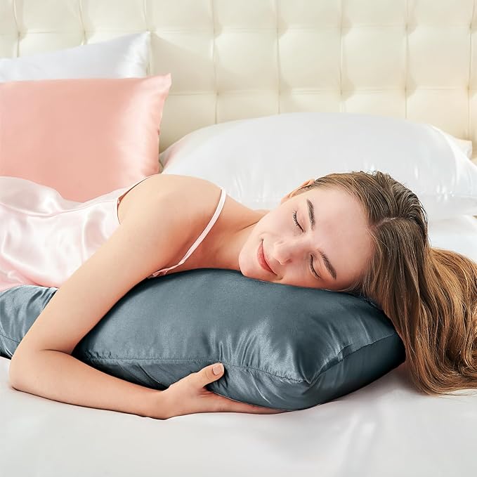 BEDELITE Satin Body Pillow Cover, Super Soft and Cooling Body Pillow Pillowcase for Hair and Skin, Breathable Silky Full Long Pillowcase Cover(20"x54", Space Grey) - Bloomnest