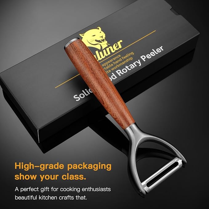 Premium Y Type 304 Stainless Steel Multifunctional Kitchen Peeler Real Wood Handle Ultra Sharp Blade Vegetable Potato Apple(Aosuan) - Bloomnest