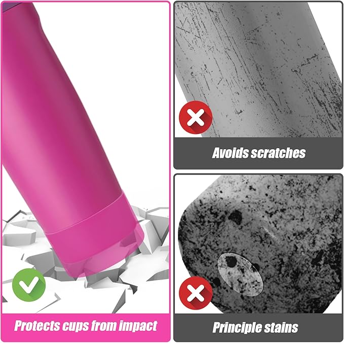 Mity rain 2PCS Protective Silicone Boots for Owala 30oz & 40oz FreeSip Sway Bottles & Tumblers - Accessories for owala, Enhances Stability & Prevents Scratches (Rose Red) Mityrain