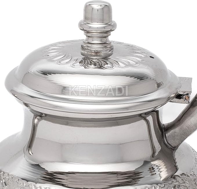Moroccan Brass Teapot Silver Plated Hand Made In Fes by Kenzadi (7.08, Standard) - Bloomnest