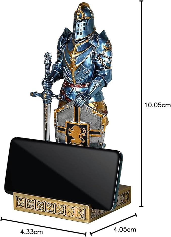 King's Guard Ornament Knight Statue for Desk, Desktop Accessories Pen Holder Pen Stand Paperweight for Office and Home (Blue)