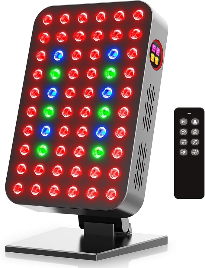 Red Light Therapy Panel 300W 60pcs Dual-Chip 4 Bands LED Light Therapy Red Infrared Blue Green 660nm 850nm 455nm 528nm, High Irradiance, Touch Screen Controller, Ideal for Body, Face, Skincare, Sleep bioredrlt