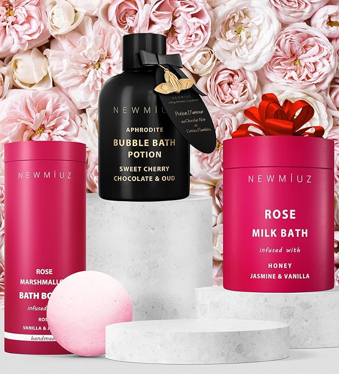Rose Vanilla Bath Bomb Mega Foaming Bubbles Infused with Vanilla Jasmine Luxurious Spa Bath Essentials Nourishing Dry Skin Stress Relief Bath Gift - Bloomnest