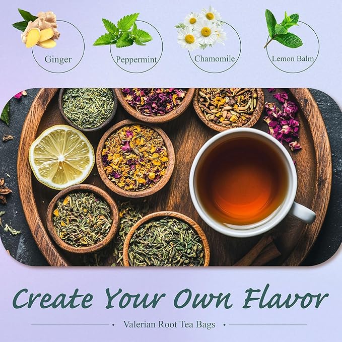 WT WEETEE Valerian Root Tea Bags, Made with Pure Valerian Root (Valeriana), 50 Count Earthy/Woody Herbal Tea Bags, Naturally Caffeine-free - Bloomnest
