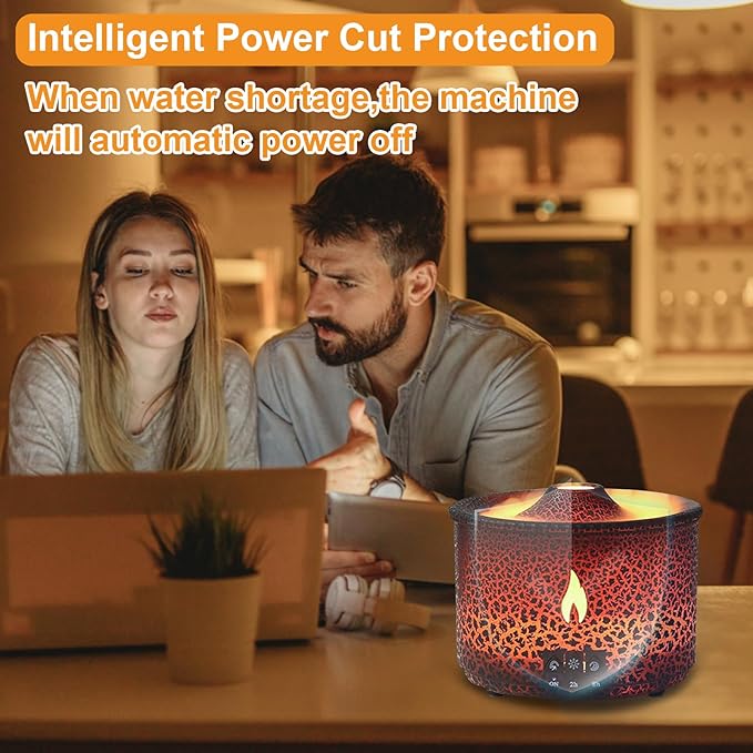 Volcano Humidifier Quiet Flame Diffuser: 300ml Spray Humidifier with 2 Modes Fire Mist Waterless Auto Shut Off Aromatherapy Diffuser with Remote Control for Bedroom Home, Office(Red & Blue) MINGPINHUIUSFeatured
