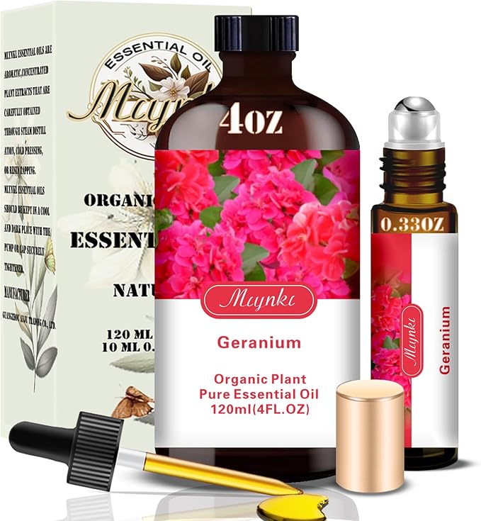 Geranium Essential Oil-Geranium Fragrance Oil 4.33oz (130ml)-100% Pure Natural Scent for Diffusers, Candles, Soap Making & Aromatherapy-Relaxing Home & Gift Essential Oil for Bath, Massage - Bloomnest