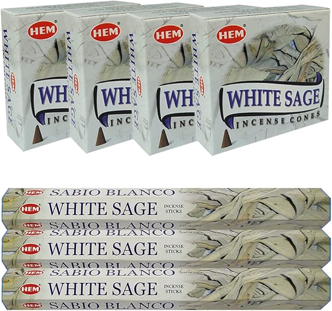 White Sage Incense Sticks and Cone Incense Holder Variety Pack Bundle insence insense insienso TRUMIRI