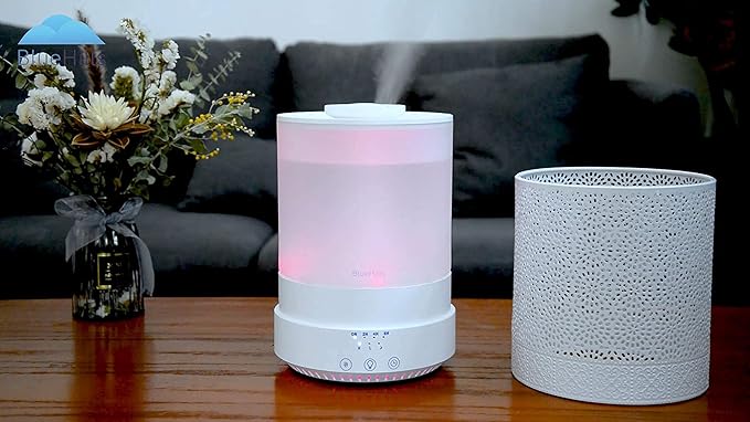 BlueHills 2500 ML XL Essential Oil Diffuser Aroma Humidifier with Timer for Large Home Decor Baby Rooms Big Huge 2.5 L Capacity Long Run Color Changing Lights Decorative Design High Mist White- F002 - Bloomnest