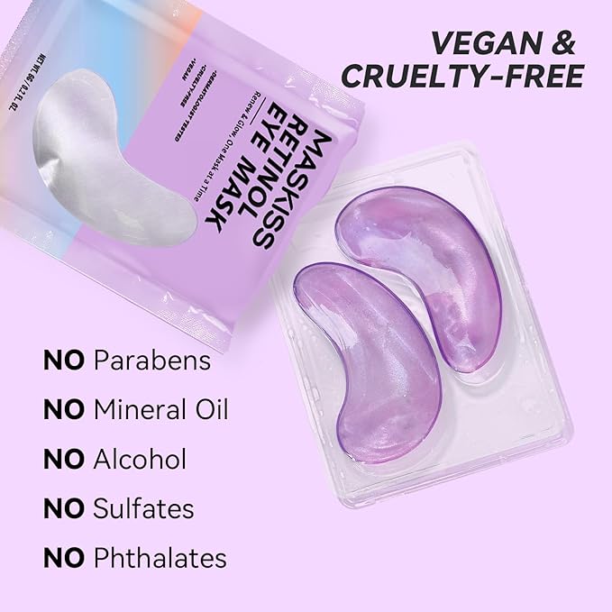 Retinol Under Eye Patches (24 Pairs), Purple Eye Masks for Dark Circles, Puffy Eyes & Wrinkles, Firming Collagen Eye Patches, Vegan Cruelty-Free Skincare Gifts for Her - Bloomnest