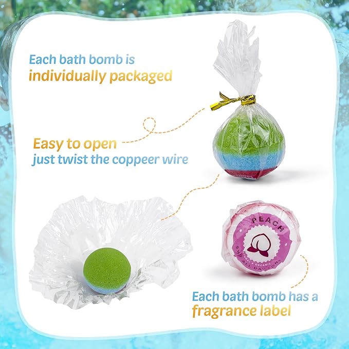 Bath Bombs for Kids, 24pcs Bath Bombs with Glow in The Dark Surprise Inside, Natural and Organic Colorful Bubble Bath Fizz for Kids, Perfect Birthday, Halloween, Or Christmas Gift for Boys and Girls! - Bloomnest