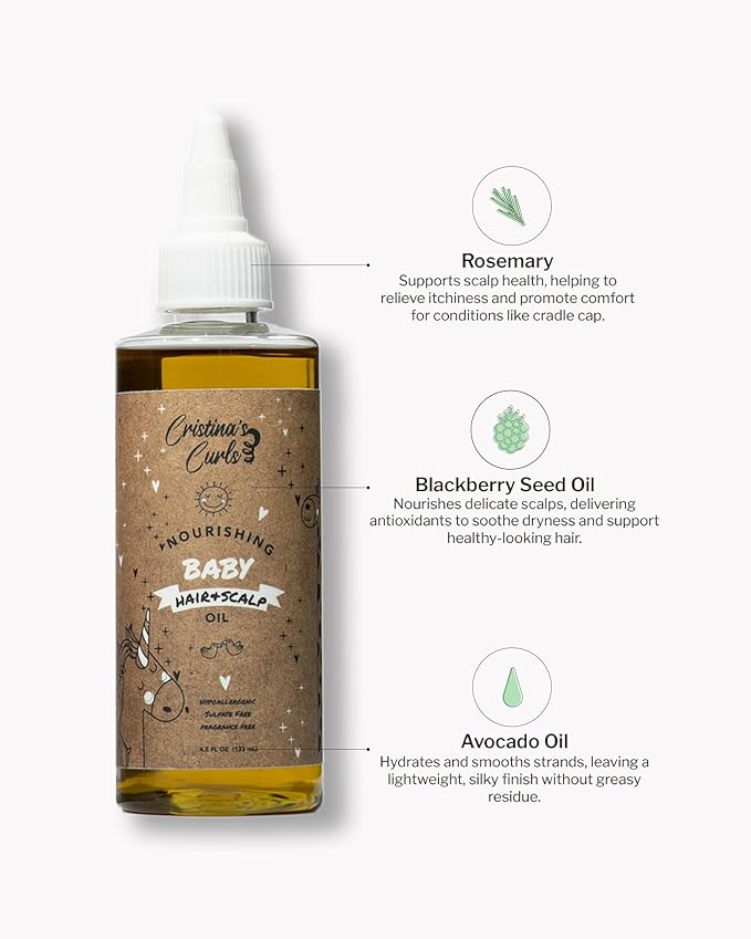 Cristina's Curls Baby Hair & Scalp Oil – Lightweight Massage Oil To Loosen Dry Flakes And Seal Softness - Bloomnest
