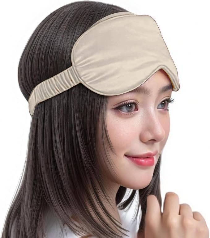 Silk Eye Mask for Sleeping - Satin Eye Cover with Silk Storage Bag Beige - Bloomnest