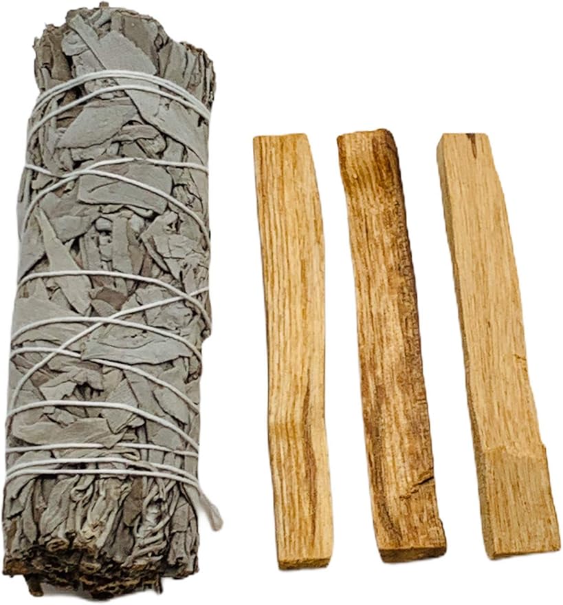 Smudge Kit Spiritual Set - White Sage, Cedar, 7 Chakra Sage, Yerba Santa, Palo Santo, Sandalwood T-Lite Candle - for Purifying, Cleansing, Meditating, Blessing, Manifesting, Love (Smudge Kit) SoloTherapy
