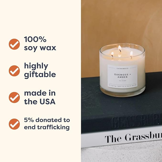 Calyan Wax Co. Everyday Scented Candle Set, Bundle of 4 Scented Candles, Bulk 3 Wick Candles, Non Toxic & Vegan Soy Wax, Candle Gift Set, 43 Hour Burn Time, 14.9oz Each - Bloomnest