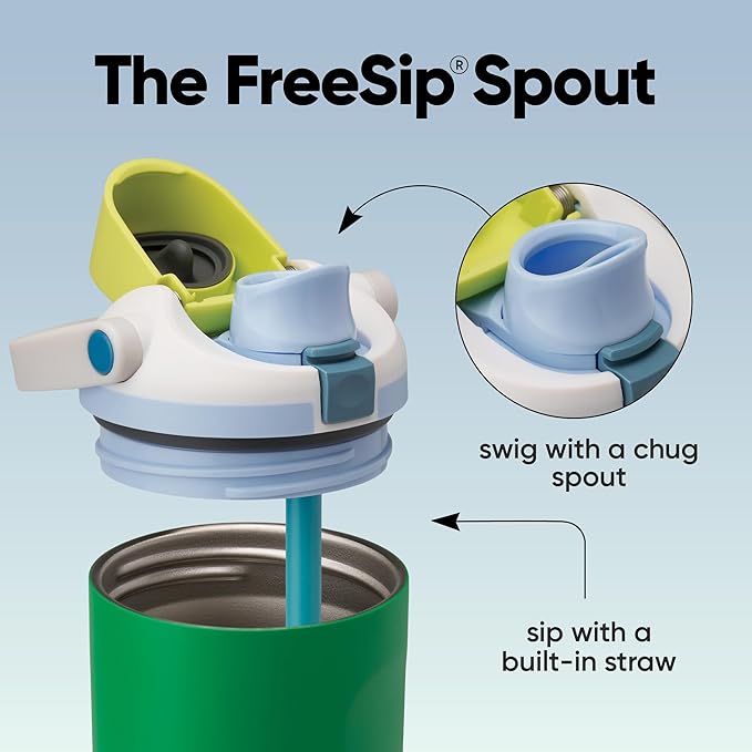 Owala FreeSip Sway Insulated Stainless Steel Water Bottle with Two-Way Spout, Built-In Straw and Bucket Handle, Made for Travel, School, and Sports, 30oz, BPA Free, Leak Proof, Putting Green Owala