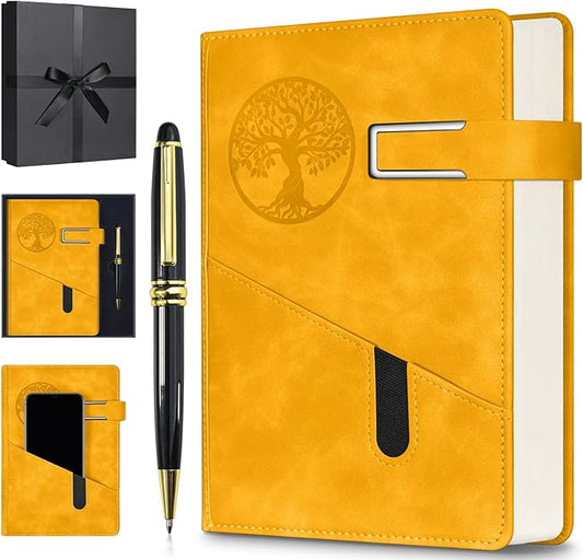 Lined Notebook Journal for Men Women, 365 Pages Numbered College Ruled Notebook, Hardcover Leather Journal with Pen & Gift Box, Thick Daily Diary, Professional Notebooks for Work, School, Business, A5 - Bloomnest