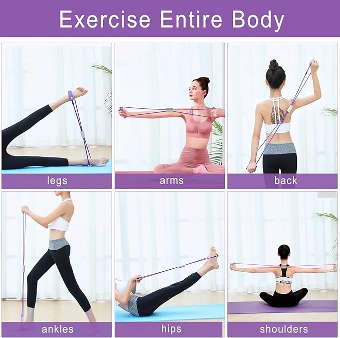 FYY Figure 8 Resistance Bands, Yoga Resistance Band Stretch Fitness Band, Pull Rope, Chest Arm and Shoulder Stretch Bands Exercise Equipment for Home Workout, Physical Therapy, Strength Training - Bloomnest