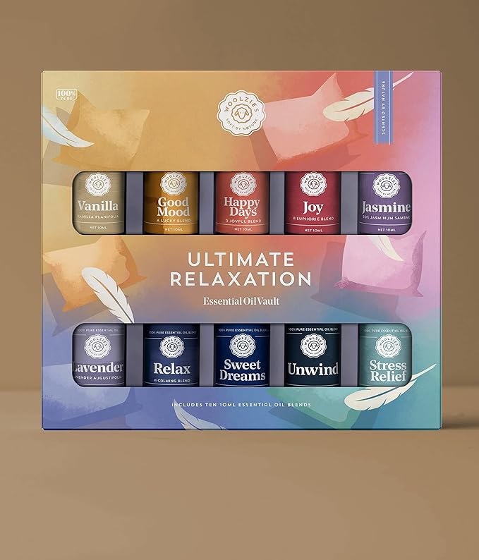 Ultimate Relaxation Essential Oil Vault of 10 | Includes Vanilla, Good Mood, Happy Days, Joy, Jasmine, Lavender, Relax, Sweet Dreams, Unwind & Stress Relief | 10 ML - Bloomnest