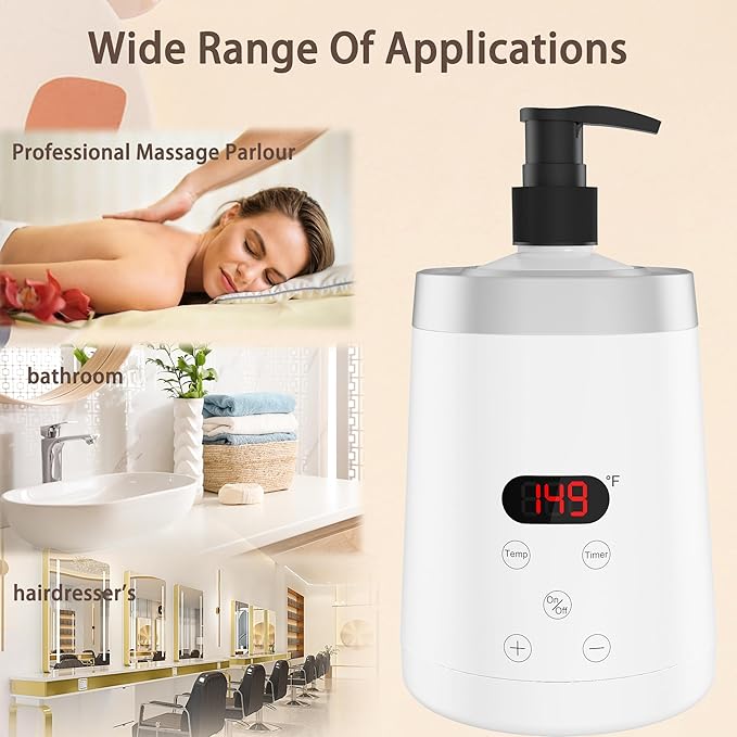 Massage Lotion Warmer Professional Electric Lotion Digital Heater for SPA, Compact Oil Warmer Heated Bottle for Beauty Salon Home,Automatic Thermostat Cream Heater wiht Two Oil Dispenser Bottle Funnel - Bloomnest