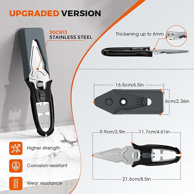 Multifunctional Kitchen Scissors - Kitchen Shears with Magnetic Holder & Safety Lock, Heavy Duty Poultry Shears, Stainless Steel for Chicken Meat Cutting Turkey, Vegetables - Bloomnest